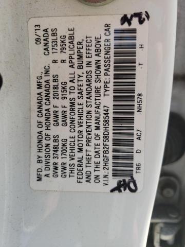 Photo 11 VIN: 2HGFB2F58DH585447 - HONDA CIVIC LX 