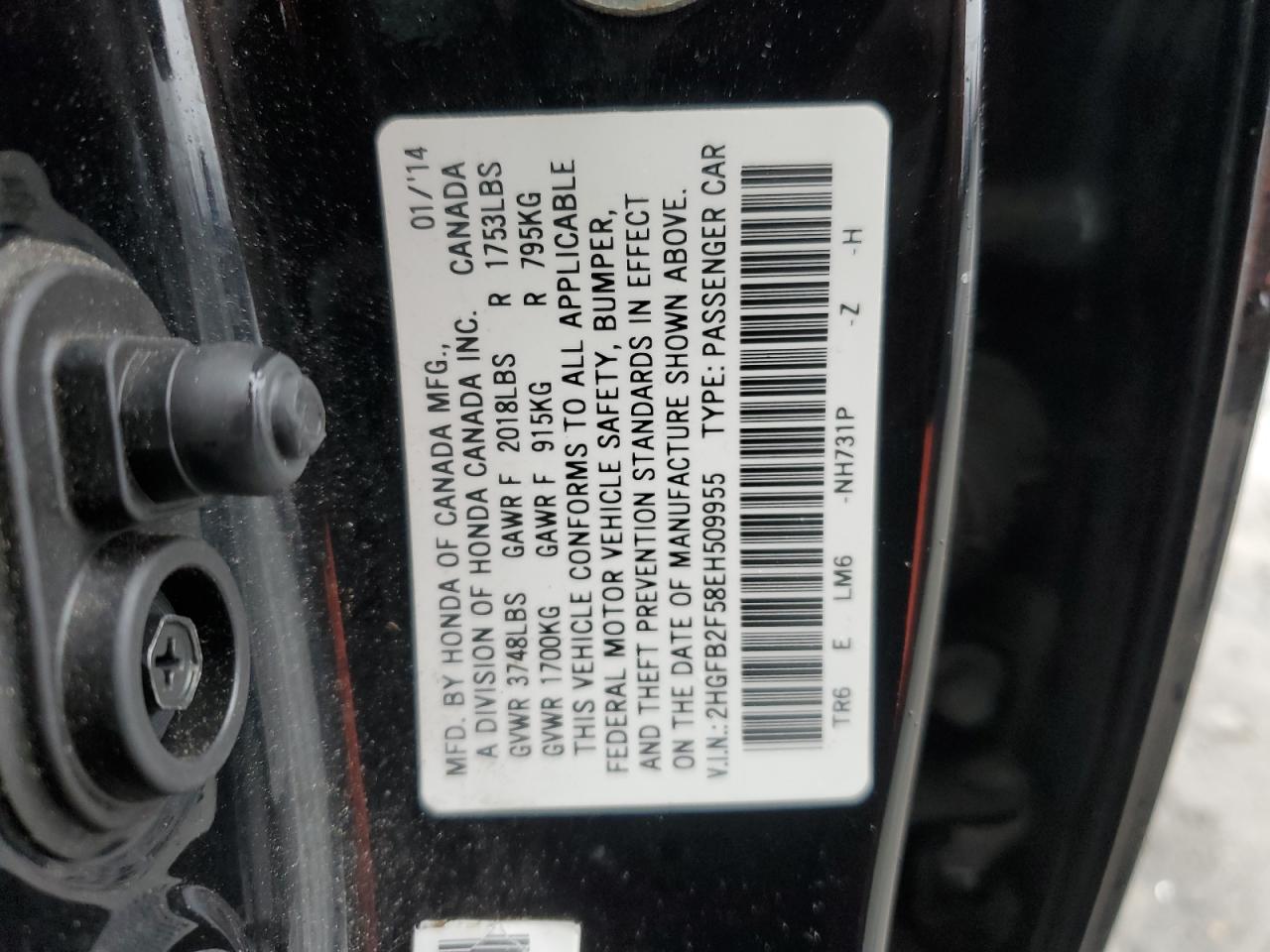 Photo 11 VIN: 2HGFB2F58EH509955 - HONDA CIVIC 