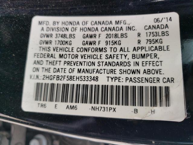 Photo 11 VIN: 2HGFB2F58EH533348 - HONDA CIVIC 