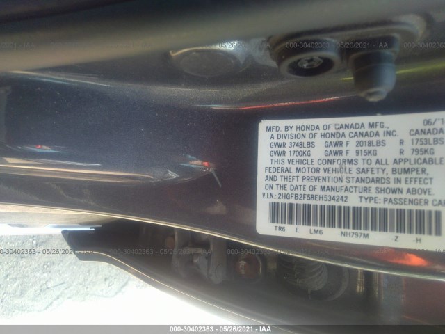 Photo 8 VIN: 2HGFB2F58EH534242 - HONDA CIVIC SEDAN 