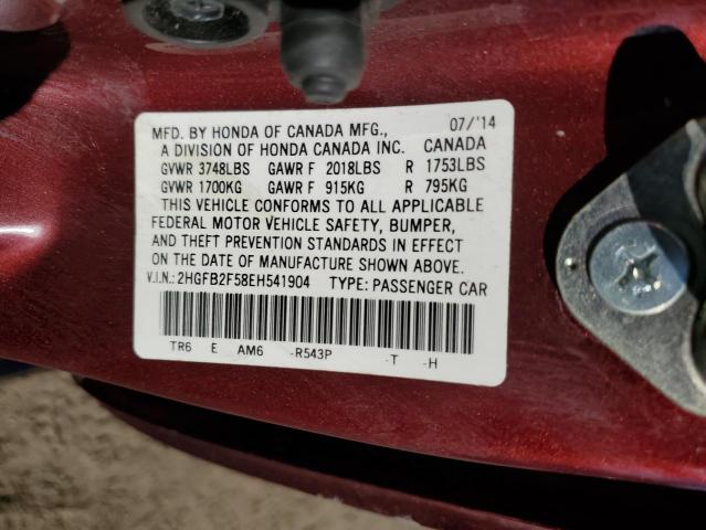 Photo 11 VIN: 2HGFB2F58EH541904 - HONDA CIVIC LX 