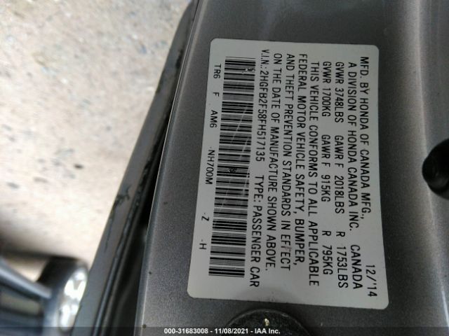 Photo 8 VIN: 2HGFB2F58FH517135 - HONDA CIVIC SEDAN 