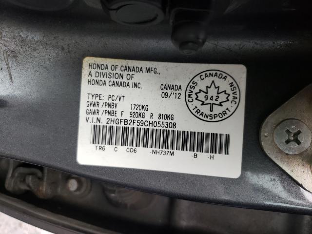 Photo 9 VIN: 2HGFB2F59CH055308 - HONDA CIVIC LX 