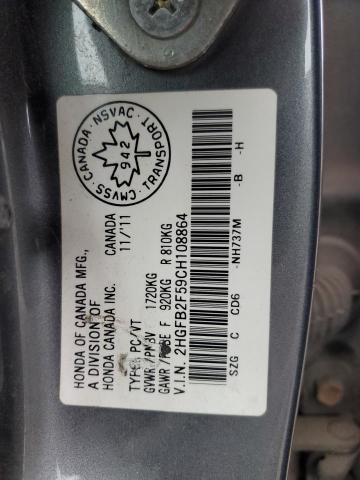 Photo 11 VIN: 2HGFB2F59CH108864 - HONDA CIVIC LX 