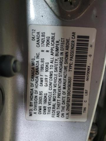 Photo 11 VIN: 2HGFB2F59CH563651 - HONDA CIVIC 