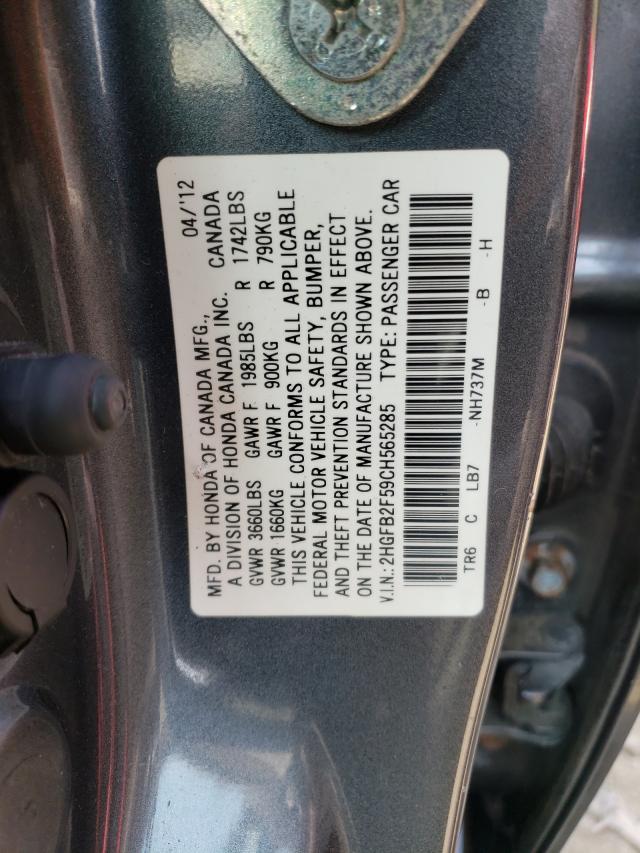 Photo 9 VIN: 2HGFB2F59CH565285 - HONDA CIVIC LX 