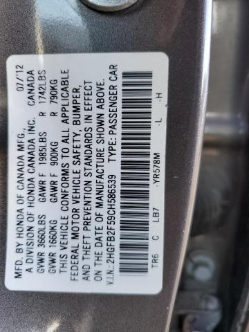 Photo 12 VIN: 2HGFB2F59CH586539 - HONDA CIVIC 