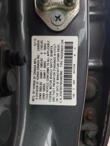 Photo 11 VIN: 2HGFB2F59CH607843 - HONDA CIVIC LX 