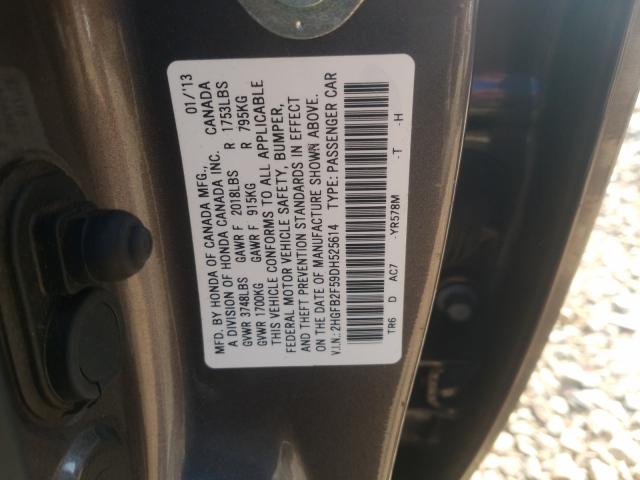 Photo 9 VIN: 2HGFB2F59DH525614 - HONDA CIVIC LX 