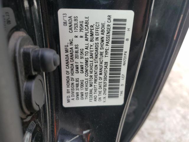 Photo 11 VIN: 2HGFB2F59DH575428 - HONDA CIVIC LX 