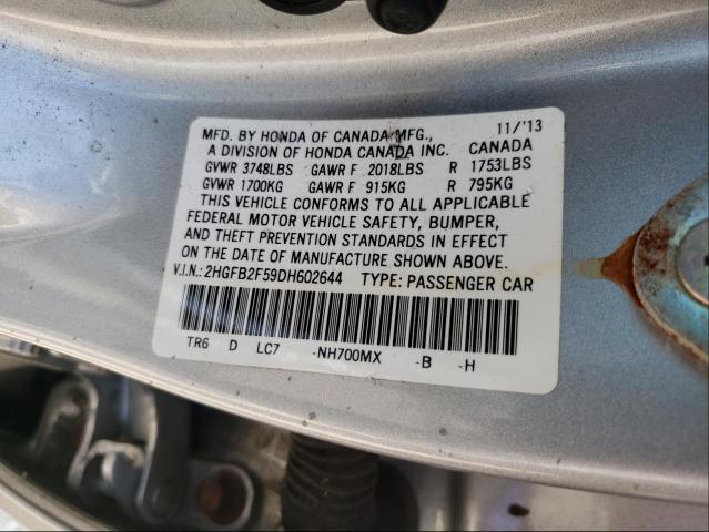 Photo 9 VIN: 2HGFB2F59DH602644 - HONDA CIVIC LX 