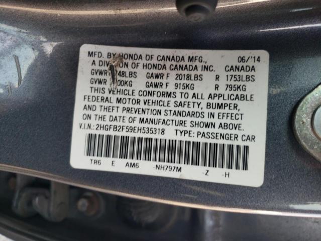 Photo 11 VIN: 2HGFB2F59EH535318 - HONDA CIVIC LX 