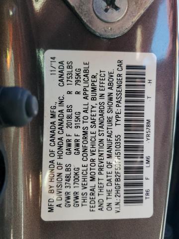 Photo 12 VIN: 2HGFB2F59FH510355 - HONDA CIVIC LX 