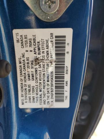 Photo 11 VIN: 2HGFB2F59FH543226 - HONDA CIVIC 