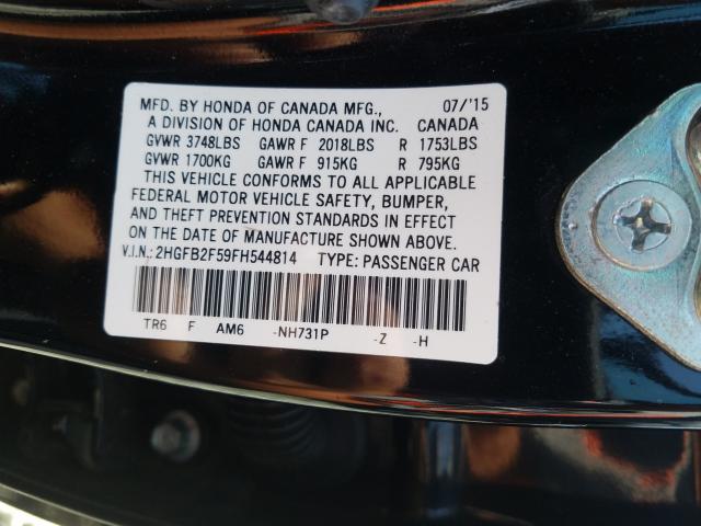 Photo 9 VIN: 2HGFB2F59FH544814 - HONDA CIVIC LX 