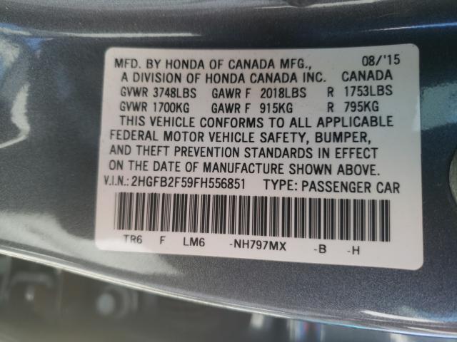 Photo 9 VIN: 2HGFB2F59FH556851 - HONDA CIVIC LX 