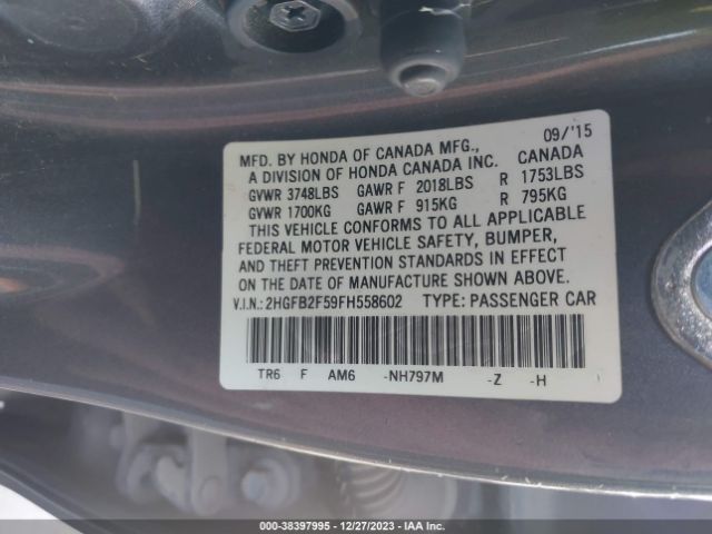 Photo 8 VIN: 2HGFB2F59FH558602 - HONDA CIVIC 