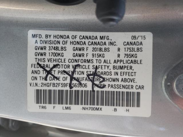 Photo 9 VIN: 2HGFB2F59FH565906 - HONDA CIVIC LX 