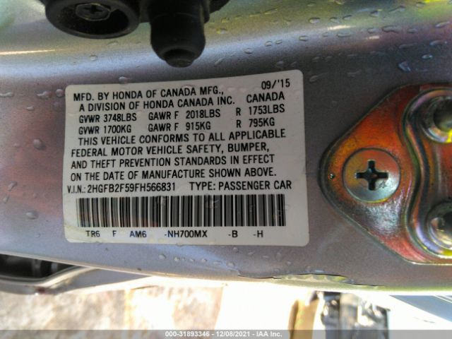 Photo 8 VIN: 2HGFB2F59FH566831 - HONDA CIVIC SEDAN 