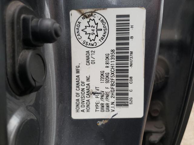 Photo 11 VIN: 2HGFB2F5XCH113958 - HONDA CIVIC LX 