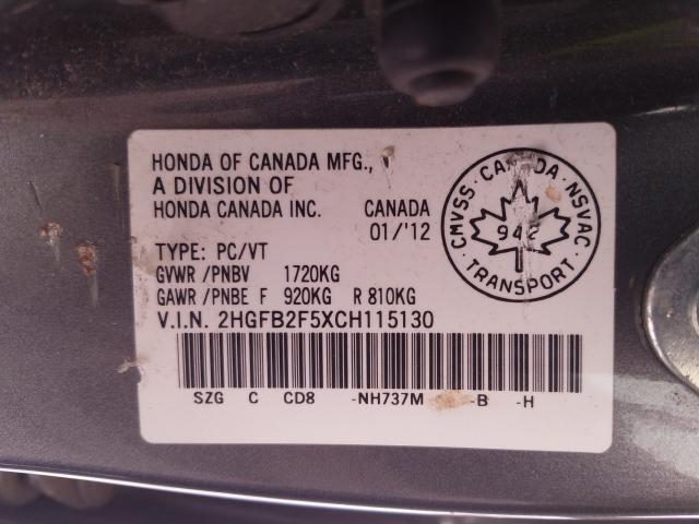 Photo 9 VIN: 2HGFB2F5XCH115130 - HONDA CIVIC LX 