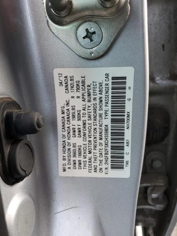 Photo 9 VIN: 2HGFB2F5XCH559804 - HONDA CIVIC LX 