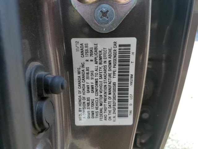 Photo 11 VIN: 2HGFB2F5XDH500589 - HONDA CIVIC LX 