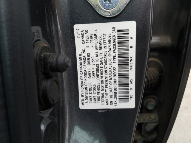 Photo 9 VIN: 2HGFB2F5XDH509082 - HONDA CIVIC LX 