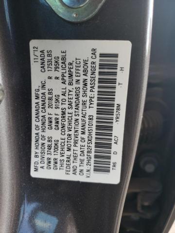 Photo 9 VIN: 2HGFB2F5XDH510183 - HONDA CIVIC LX 