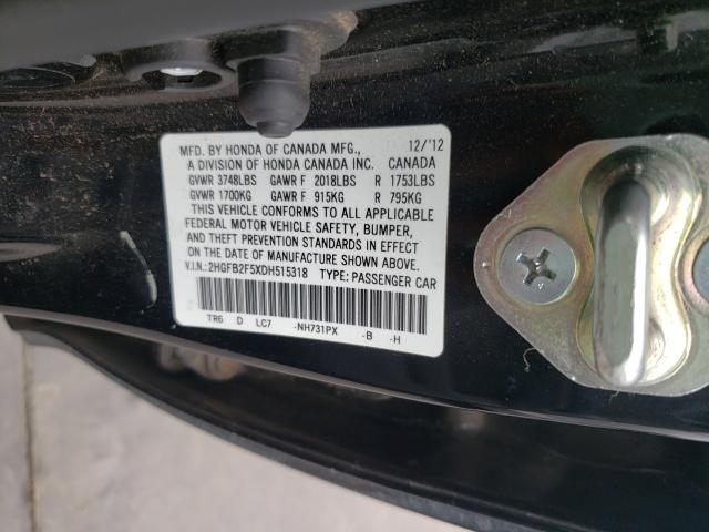 Photo 9 VIN: 2HGFB2F5XDH515318 - HONDA CIVIC LX 