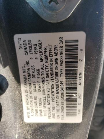 Photo 12 VIN: 2HGFB2F5XDH541949 - HONDA CIVIC LX 