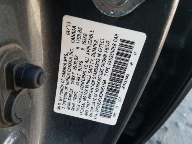 Photo 9 VIN: 2HGFB2F5XDH551784 - HONDA CIVIC LX 