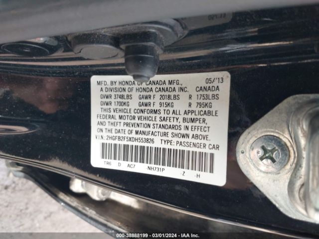 Photo 8 VIN: 2HGFB2F5XDH553826 - HONDA CIVIC 