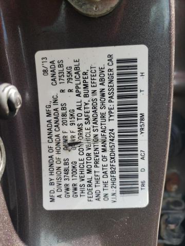 Photo 12 VIN: 2HGFB2F5XDH574224 - HONDA CIVIC LX 