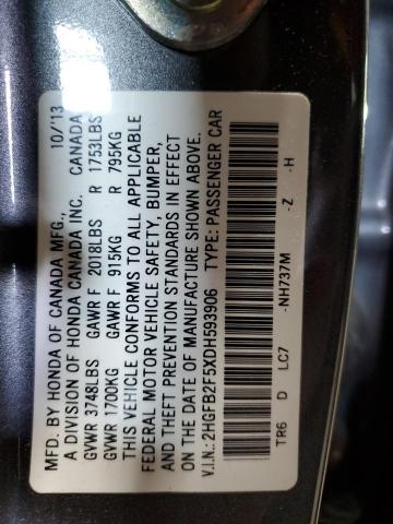 Photo 11 VIN: 2HGFB2F5XDH593906 - HONDA CIVIC LX 