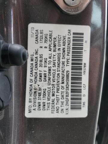 Photo 11 VIN: 2HGFB2F5XDH598829 - HONDA CIVIC LX 