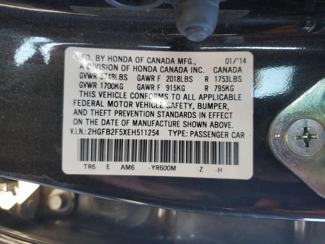 Photo 11 VIN: 2HGFB2F5XEH511254 - HONDA CIVIC 