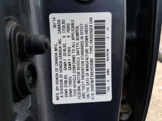 Photo 9 VIN: 2HGFB2F5XEH553083 - HONDA CIVIC LX 