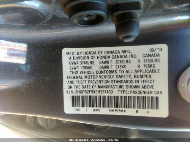 Photo 8 VIN: 2HGFB2F5XEH557490 - HONDA CIVIC SEDAN 