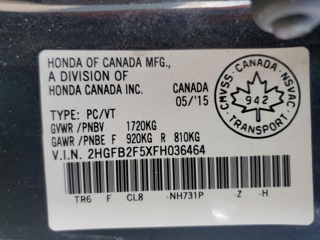 Photo 11 VIN: 2HGFB2F5XFH036464 - HONDA CIVIC LX 