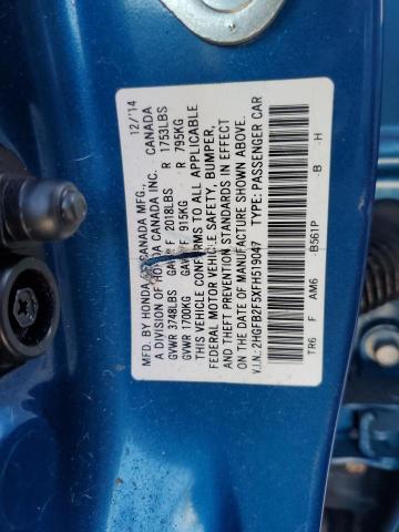 Photo 12 VIN: 2HGFB2F5XFH519047 - HONDA CIVIC 