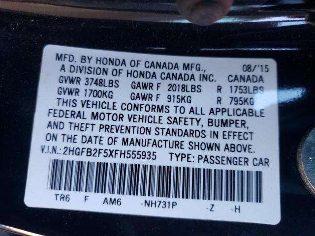 Photo 9 VIN: 2HGFB2F5XFH555935 - HONDA CIVIC LX 