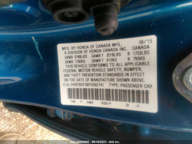 Photo 8 VIN: 2HGFB2F5XFH562741 - HONDA CIVIC 