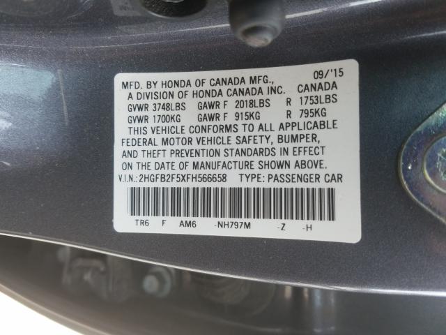 Photo 9 VIN: 2HGFB2F5XFH566658 - HONDA CIVIC LX 