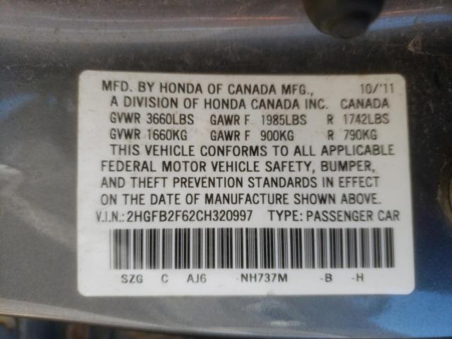 Photo 11 VIN: 2HGFB2F62CH320997 - HONDA CIVIC 