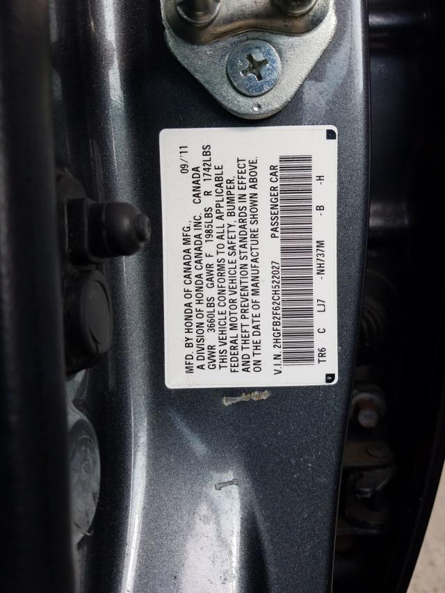 Photo 9 VIN: 2HGFB2F62CH522027 - HONDA CIVIC HF 