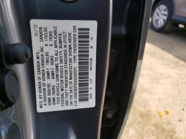 Photo 11 VIN: 2HGFB2F65CH332075 - HONDA CIVIC HF 