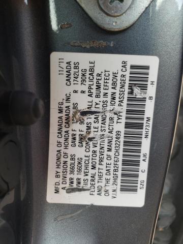 Photo 11 VIN: 2HGFB2F67CH322499 - HONDA CIVIC 