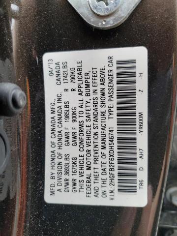 Photo 11 VIN: 2HGFB2F6XDH546741 - HONDA CIVIC HF 