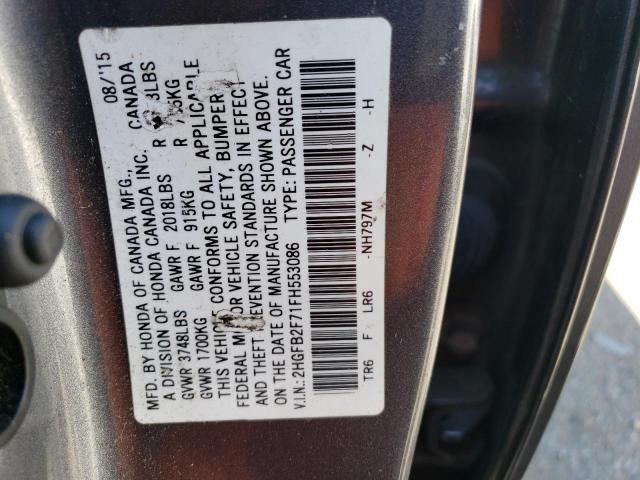 Photo 12 VIN: 2HGFB2F71FH553086 - HONDA CIVIC SE 